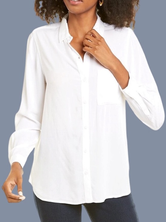 beachlunchlounge Tops - beachlunchlounge Size S White Button Down Arya Pocket Long Sleeve Shirt